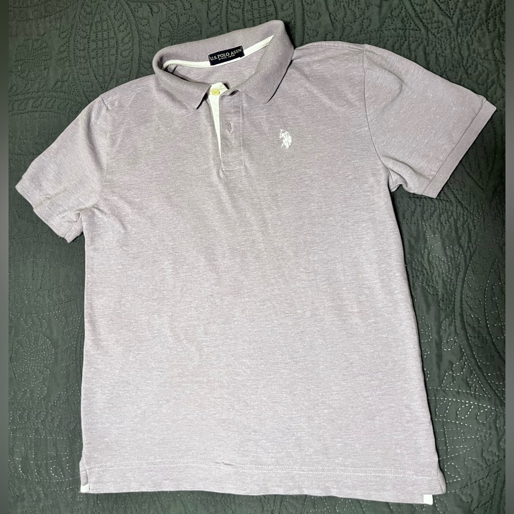 🌹 U.S. Polo Assn collared shirt pale purple / lavender with white trim size S